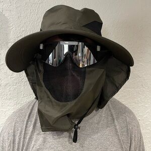 Full coverage hat, with removable face covering